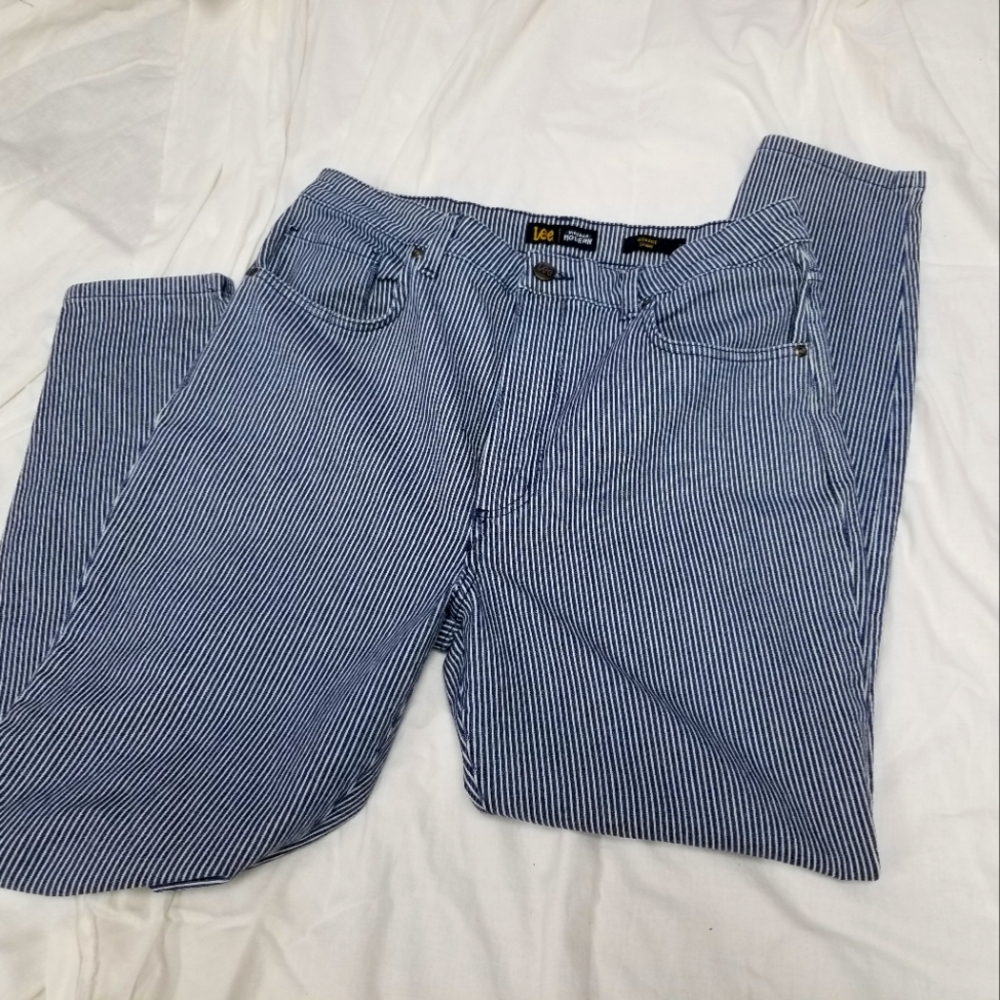 Lee Vintage Modern High Rise Skinny Striped Jeans Blue and White